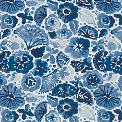 Robert Allen Fabrics Fabrics -WATERFLOWERS | LAPIS