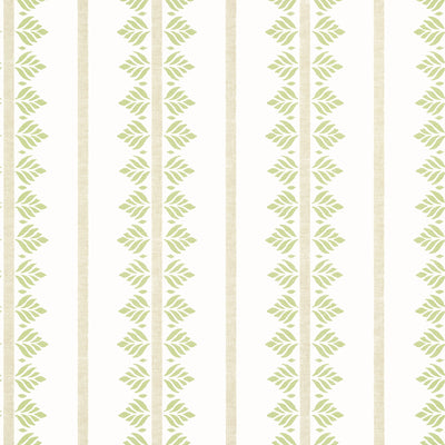 Anna French wallcovering, Fern Stripe pattern , Green , Beige color, Ethnic,Leaves,Stripes style type , pattern number  AT15102