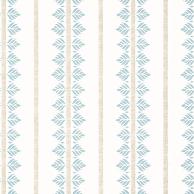 Anna French wallcovering, Fern Stripe pattern , Blue color, Ethnic,Leaves,Stripes style type , pattern number  AT15103