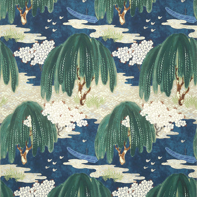 Anna French wallcovering, Willow Tree pattern , Soft Blue color, Chinoiserie,Floral,Leaves style type , pattern number  AT23110