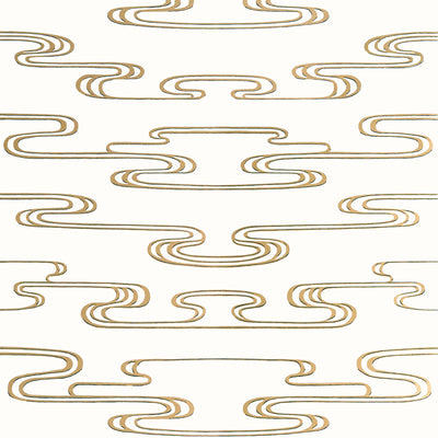 Anna French wallcovering, Cloudwater pattern , Metallic Gold , Neutral color, Geometric style type , pattern number  AT23152