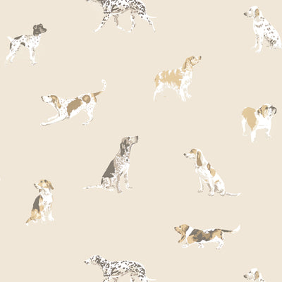Anna French wallcovering, Buddy pattern , White , Beige color, Animals,Novelty style type , pattern number  AT24601