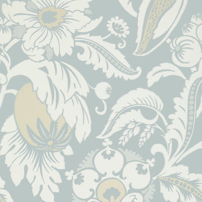 Anna French wallcovering, Mallorca pattern , Aqua , Metallic Gold color, Floral style type , pattern number  AT6112