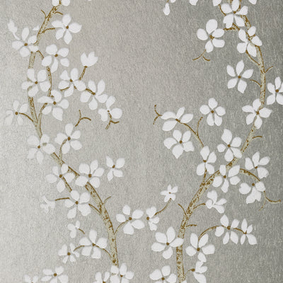 Anna French wallcovering, St. Albans Grove pattern , Pearl color, Chinoiserie,Floral,Trellis , Lattice style type , pattern number  AT6156
