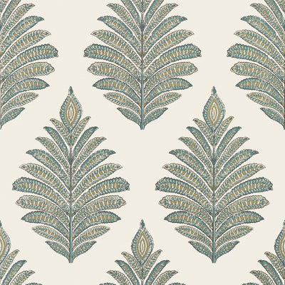 Anna French wallcovering, Palampore Leaf pattern , Navy color, Ethnic,Leaves style type , pattern number  AT78723