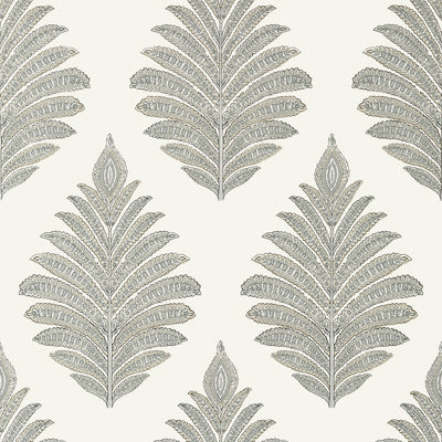 Anna French wallcovering, Palampore Leaf pattern , Grey color, Ethnic,Leaves style type , pattern number  AT78724