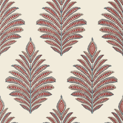 Anna French wallcovering, Palampore Leaf pattern , Red color, Ethnic,Leaves style type , pattern number  AT78726