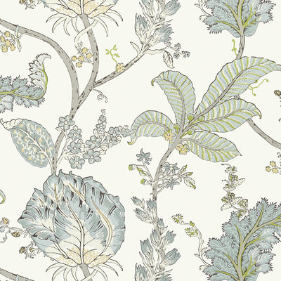 Anna French wallcovering, Kalamkari Vine pattern , Yellow color, Floral,Jacobean style type , pattern number  AT78740