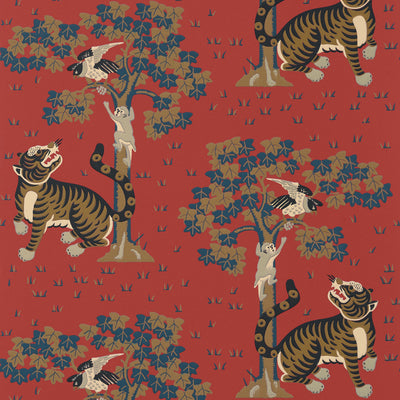 Anna French wallcovering, Kahna pattern , Blue , Red color, Animals,Ethnic style type , pattern number  AT78747