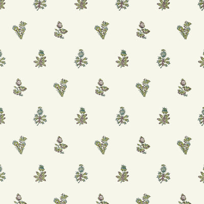 Anna French wallcovering, Jouy pattern , Green color, Floral,Leaves,Small Print style type , pattern number  AT78757