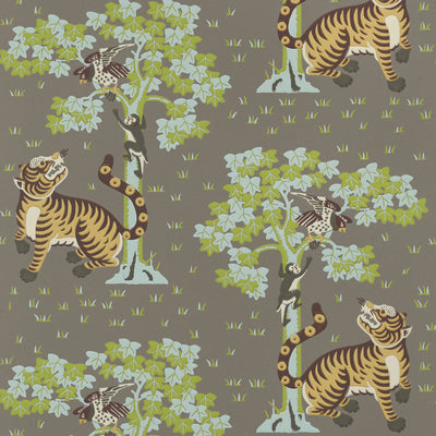 Anna French wallcovering, Kahna pattern , Black , White color, Animals,Ethnic style type , pattern number  AT78782