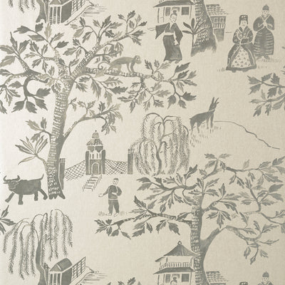 Anna French wallcovering, Willow Wood pattern , Grey color, Chinoiserie,Toile style type , pattern number  AT7912