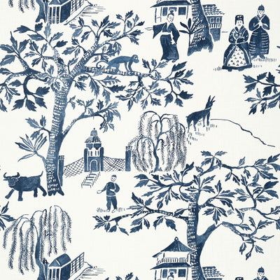 Anna French wallcovering, Willow Wood pattern , Navy color, Chinoiserie,Toile style type , pattern number  AT7915