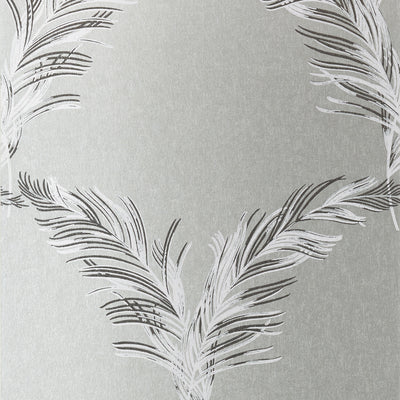 Anna French wallcovering, Plumes pattern , Metallic Silver color, Geometric,Trellis , Lattice style type , pattern number  AT7926