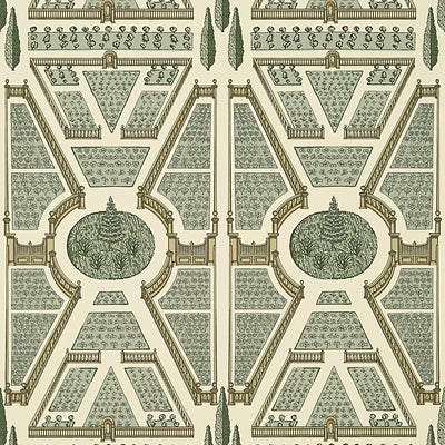 Anna French wallcovering, Aerial Garden pattern , Green , White color, Novelty style type , pattern number  AT9597