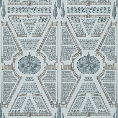 Anna French wallcovering, Aerial Garden pattern , Blue , White color, Novelty style type , pattern number  AT9601