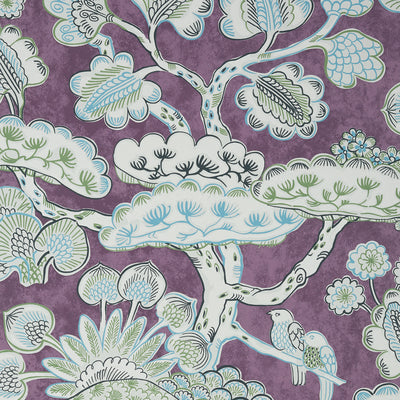 Anna French wallcovering, Tree House pattern , Plum color, Chinoiserie,Floral,Leaves style type , pattern number  AT9865