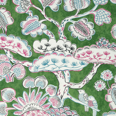 Anna French wallcovering, Tree House pattern , Fuchsia color, Chinoiserie,Floral,Leaves style type , pattern number  AT9866