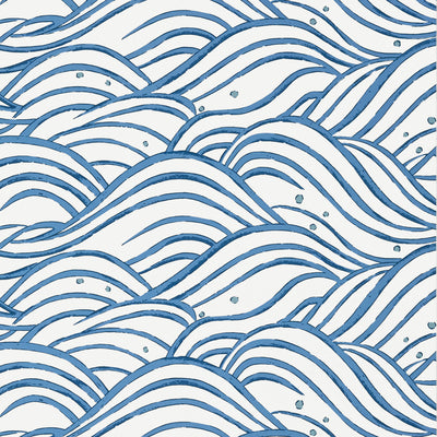 Anna French wallcovering, Waves pattern , Spa Blue color, Chinoiserie,Geometric style type , pattern number  AT9873