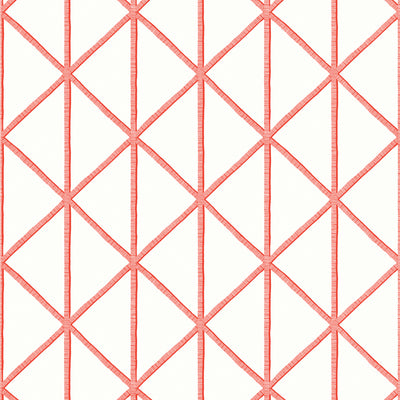 Thibaut Design wallcovering, Box Kite pattern , Coral color, Geometric,Trellis , Lattice style type , pattern number  T10137