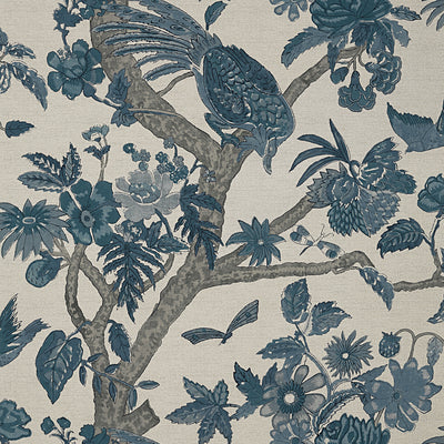 Thibaut Design wallcovering, Coromandel pattern , Navy color, Animals,Birds,Floral style type , pattern number  T10226