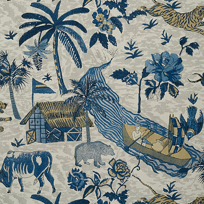 Thibaut Design wallcovering, Tiger Reserve pattern , Slate Blue color, Animals,Ethnic,Floral style type , pattern number  T10230