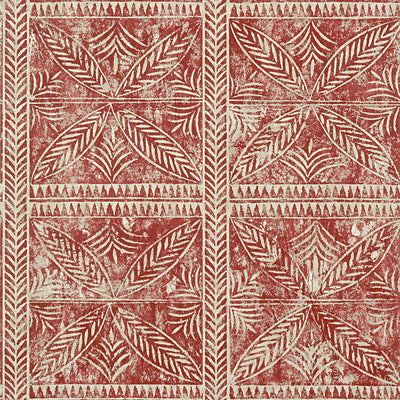 Thibaut Design wallcovering, Timbuktu pattern , Red color, Ethnic,Geometric,Leaves,Texture, Embossed style type , pattern number  T10257