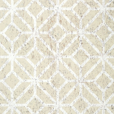 Thibaut Design wallcovering, Mamora Trellis Cork pattern , White , Silver color, Geometric,Trellis , Lattice style type , pattern number  T10412
