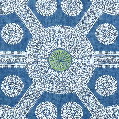Thibaut Design wallcovering, Stonington pattern , Blue , Green color, Ethnic,Geometric,Medallions style type , pattern number  T10636
