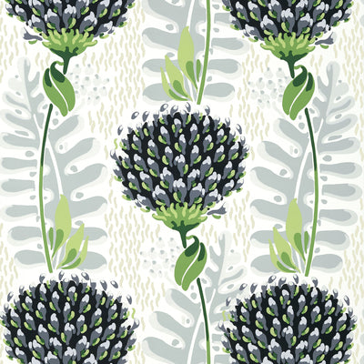 Thibaut Design wallcovering, Tiverton pattern , Black color, Floral,Leaves style type , pattern number  T10648