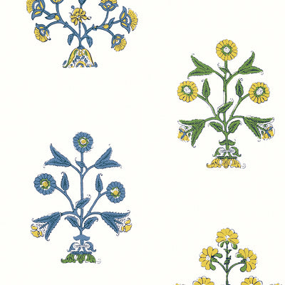 Thibaut Design wallcovering, Indian Flower pattern , Yellow color, Ethnic,Floral style type , pattern number  T10664