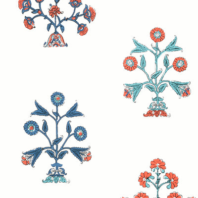 Thibaut Design wallcovering, Indian Flower pattern , Coral color, Ethnic,Floral style type , pattern number  T10669