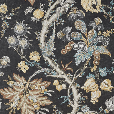 Thibaut Design wallcovering, Chatelain pattern , Charcoal color, Floral,Jacobean style type , pattern number  T10842