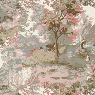 Thibaut Design wallcovering, Lincoln Toile pattern , Blush color, Leaves,Toile style type , pattern number  T10868