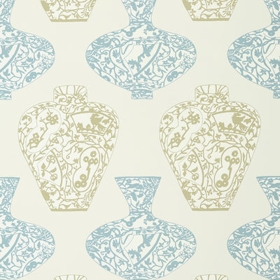 Thibaut Design wallcovering, Imari Vase pattern , Aqua color, Novelty style type , pattern number  T13122