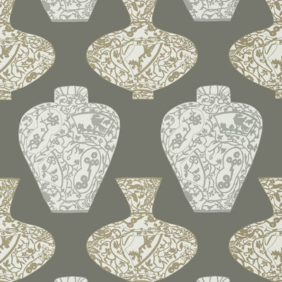 Thibaut Design wallcovering, Imari Vase pattern , Grey color, Novelty style type , pattern number  T13127