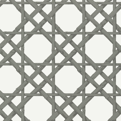 Thibaut Design wallcovering, Cyrus Cane pattern , Grey color, Geometric,Trellis , Lattice style type , pattern number  T13141