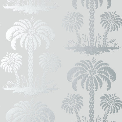 Thibaut Design wallcovering, Palm Island pattern , Silver color, Leaves,Tropical style type , pattern number  T13166