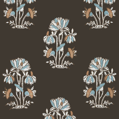 Thibaut Design wallcovering, Lily Flower pattern , Black , White color, Ethnic,Floral style type , pattern number  T13200