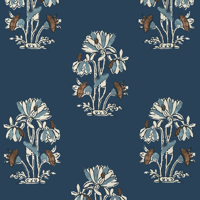 Thibaut Design wallcovering, Lily Flower pattern , Spa Blue color, Ethnic,Floral style type , pattern number  T13203