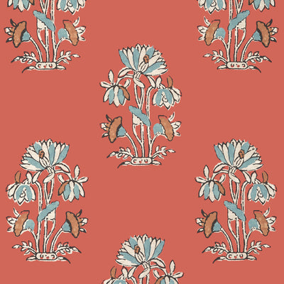 Thibaut Design wallcovering, Lily Flower pattern , Coral color, Ethnic,Floral style type , pattern number  T13205