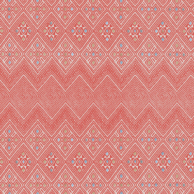 Thibaut Design wallcovering, High Plains pattern , Coral , Blue color, Ethnic,Geometric style type , pattern number  T13230