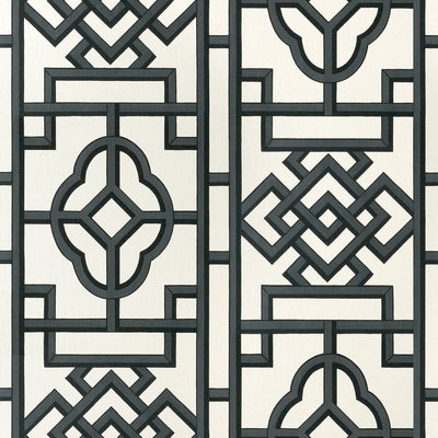 Thibaut Design wallcovering, Gateway pattern , Black color, Chinoiserie,Texture, Embossed,Trellis , Lattice style type , pattern number  T13315