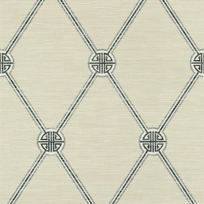 Thibaut Design wallcovering, Turnberry Trellis pattern , Black color, Chinoiserie,Medallions,Texture, Embossed,Trellis , Lattice style type , pattern number  T13355
