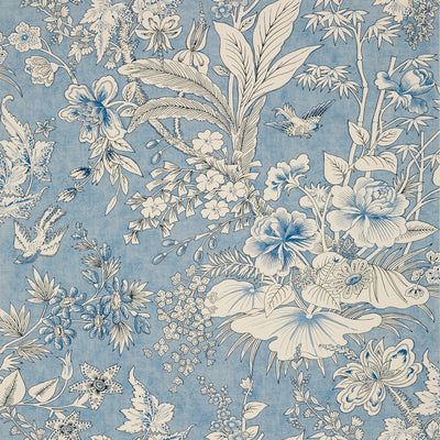 Thibaut Design wallcovering, Rosalind pattern , Spa Blue color, Floral,Leaves,Toile style type , pattern number  T13602