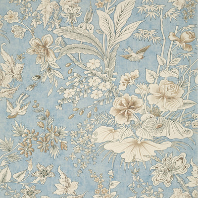 Thibaut Design wallcovering, Rosalind pattern , Blue color, Floral,Leaves,Toile style type , pattern number  T13604