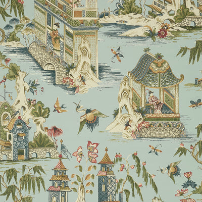 Thibaut Design wallcovering, Grand Palace pattern , Mist color, Chinoiserie style type , pattern number  T13617