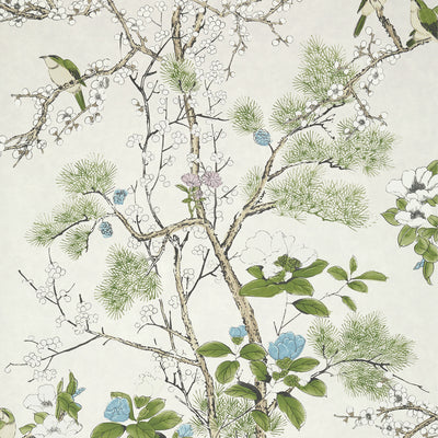 Thibaut Design wallcovering, Katsura pattern , Plum color, Birds,Chinoiserie,Floral,Leaves style type , pattern number  T13622