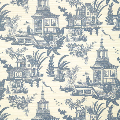 Thibaut Design wallcovering, Empress Court pattern , Blue , White color, Chinoiserie,Texture, Embossed style type , pattern number  T13653