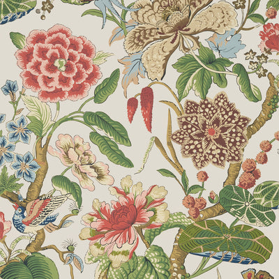 Thibaut Design wallcovering, Hill Garden pattern , Beige color, Butterflies , Bugs,Chinoiserie,Floral,Leaves style type , pattern number  T13657